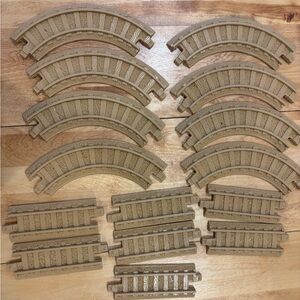 Fisher Price GeoTRAX Brown Tan Railway Tracks Straights and Curves Lot of 14